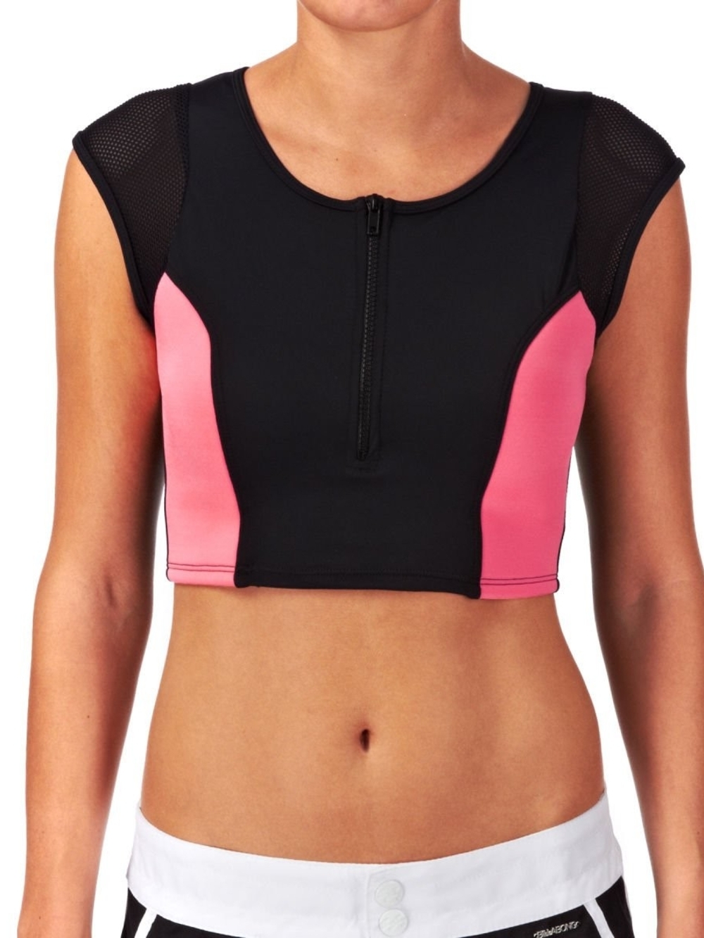 Hurley Swim Crop Top Rash Guard Good Sport Zip